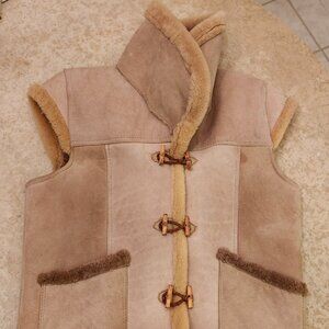 Women's Small Shearling Sheepskin Vest Beige Made In Australia By JASSI